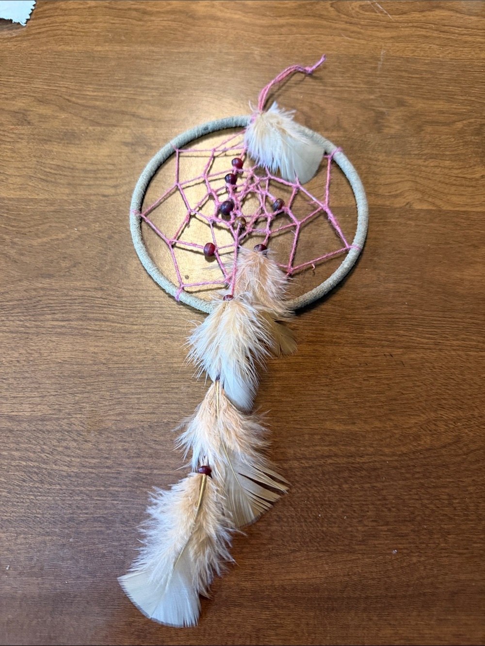 Beige and Rust Handmade Dream Catcher Wall Hanging
